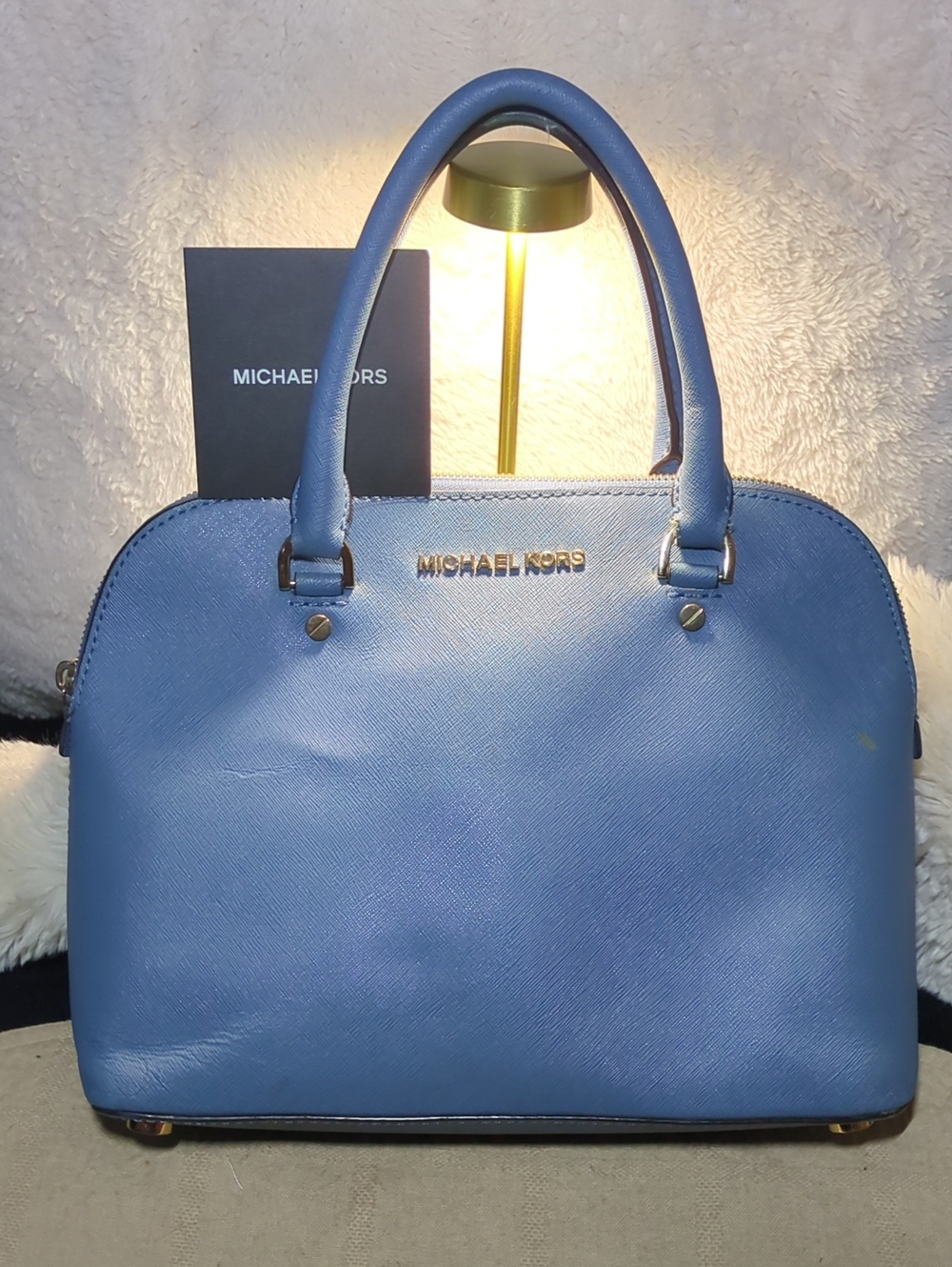 Michael Kors Powder Blue Saffiano Leather Dome Satchel $40
